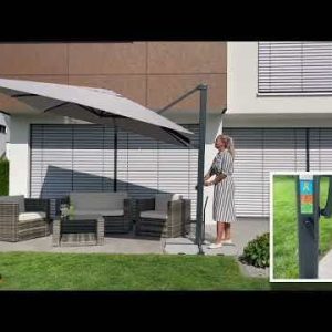 Fritthengende parasoll Rhodos Smart 300x300cm natur - Schneider
