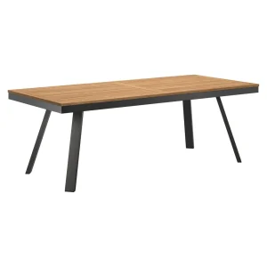 Hagebord 220x100cm aluminium og teak antrasitt - OUTLIV.