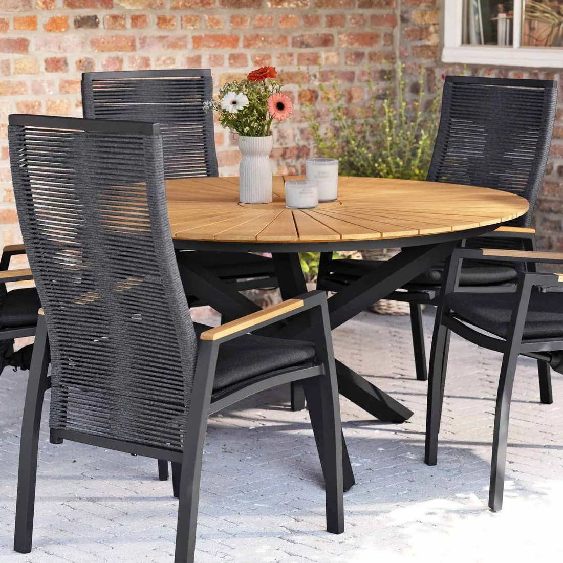 Hagebord 7011 rundt aluminium/teak Ø140 cm - Interliving - Image 3
