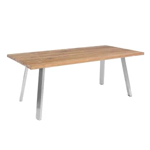 Hagebord rustfritt stål og resirkulert teak 200x100 cm - OUTLIV.
