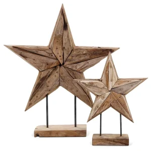 Hagedekorasjon Star stjerne-sett 2-deler teak - OUTLIV.