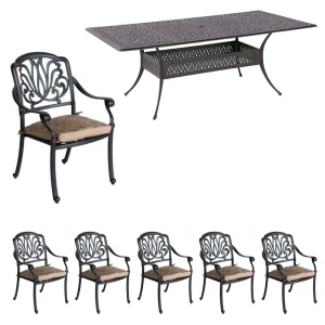 Hagemøbelsett Amalfi 6 plasser aluminium 214x112 cm - Hartman