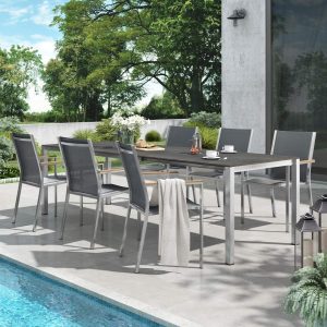 Hagemøbelsett Cardiff 6 plasser uttrekkbart HPL 160-267x91 cm - Stern