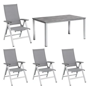 Hagemøbelsett Cirrus 4 plasser aluminium sølv 160x90 cm - Kettler