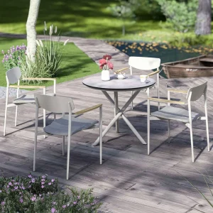 Hagemøbelsett Hornet 4 plasser, aluminium HPL Ø110 cm - Zebra