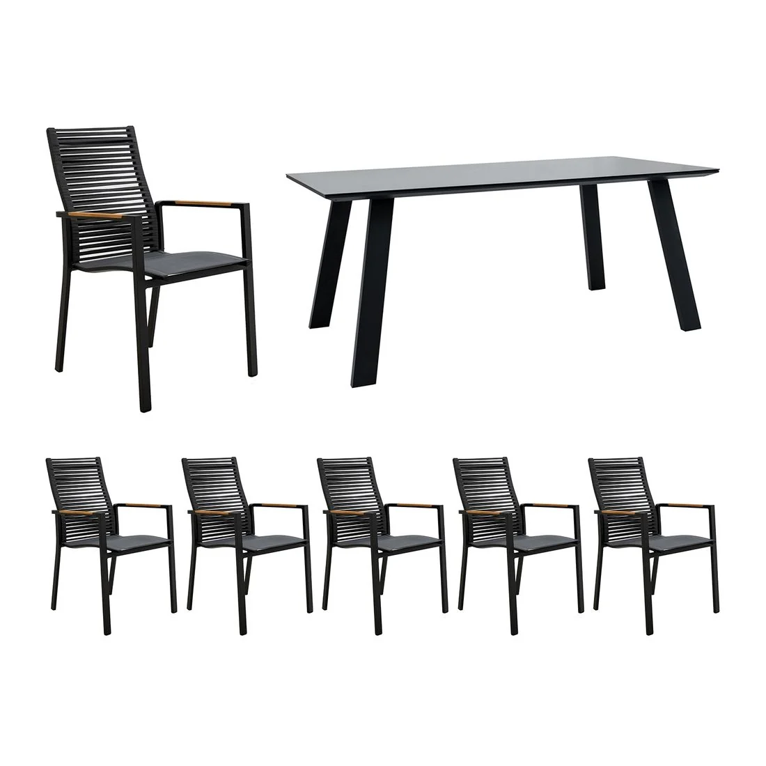 Hagemøbelsett Melbourne 6 plasser, regulerbar rygg 180x90 cm - OUTLIV. - Image 2
