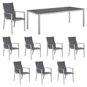 Hagemøbelsett Melbourne XL 8 plasser textilen HPL 220x100 cm - OUTLIV.