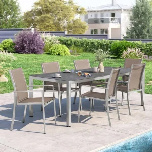 Hagemøbelsett Oviedo 6 plasser keramikk 220x100 cm - OUTLIV.
