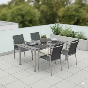 Hagemøbelsett Polaris 4 plasser textilen HPL 160x90 cm - Stern