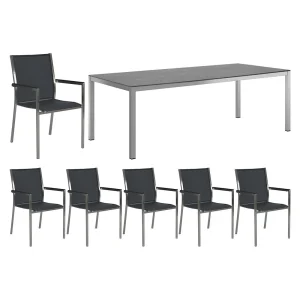 Hagemøbelsett Polaris 6 plasser, rustfritt stål, HPL 220x100 cm - Stern