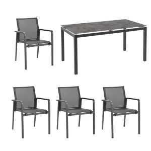 Hagemøbelsett Rhodos 4 plasser aluminium 160x90 cm - Best
