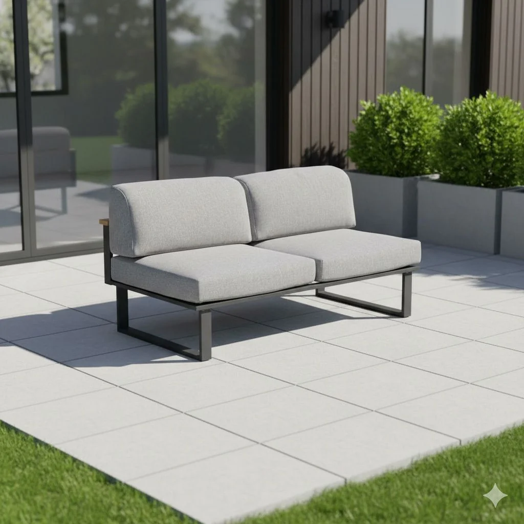 Hagesofa Belvedere rustfritt stål/Tuvatextil 148 cm - Zebra