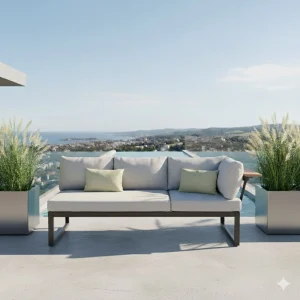 Hagesofa Jimmy med regulerbar rygg aluminium/olefin 216 cm - LifestyleGarden