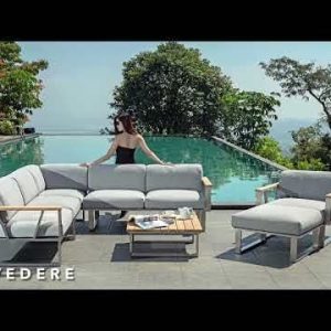 Hjørnesofa ute Belvedere 239x239 cm rustfritt stål/teak - Zebra