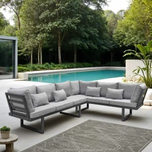 Hjørnesofa ute Broome aluminium 278x214 cm antrasitt - OUTLIV.