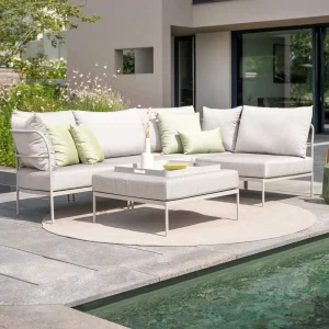 Hjørnesofa ute Coco 258x170 cm aluminium/utestoff - Stern