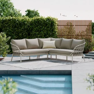 Hjørnesofa ute Dakota aluminium/tau/olefin 222x222 cm - OUTLIV.