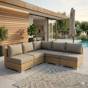 Hjørnesofa ute Jubi 261x261 cm polyrotting/flettverk - Stern