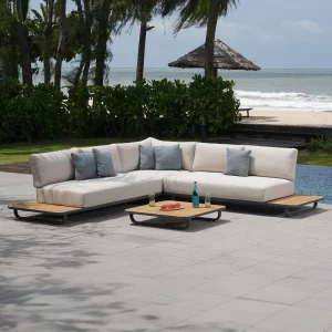 Hjørnesofa ute Malibu med loungebord aluminium 187x187 cm - OUTLIV.