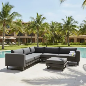Hjørnesofa ute Miami aluminium 290x290 cm - OUTLIV.