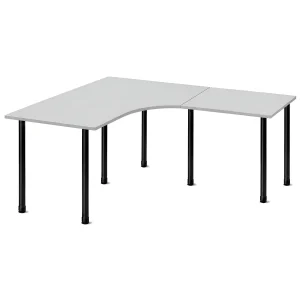 NYTT | MANUELT HJØRNE-SKRIVEBORD MED SIDEPLATE LYSGRÅ
