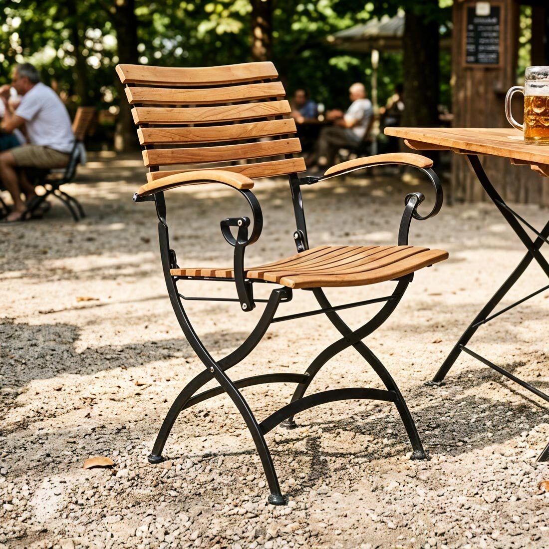 Klappstol ute Bellini med armlener stål/teak 57 cm - 4Seasons - Image 3