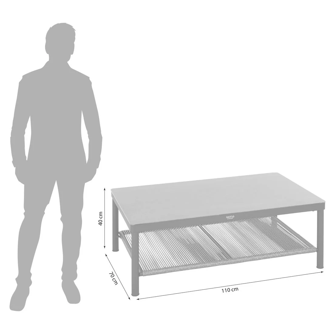 Loungebord Kansas 110x70 cm aluminium/glass - Siena Garden - Image 5