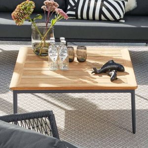 Loungebord Menorca aluminium/teak 89x89 cm - Musterring