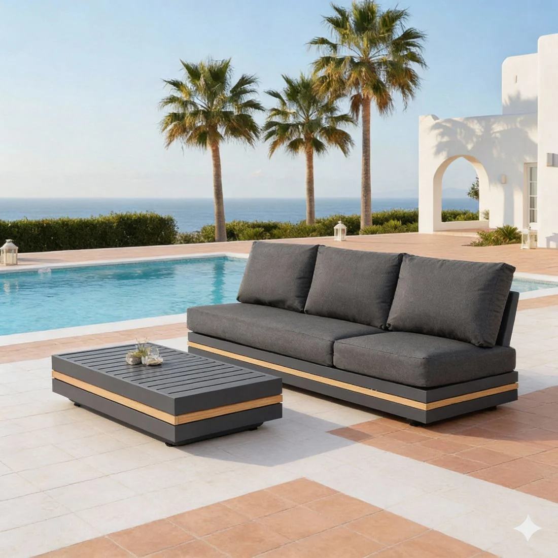 Loungebord Triest 68x40 cm aluminium antrasitt - OUTLIV.
