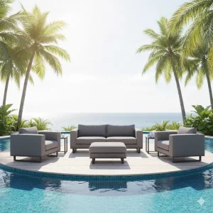 Loungesett Miami aluminium/Sunbrella 200x90 cm - OUTLIV.