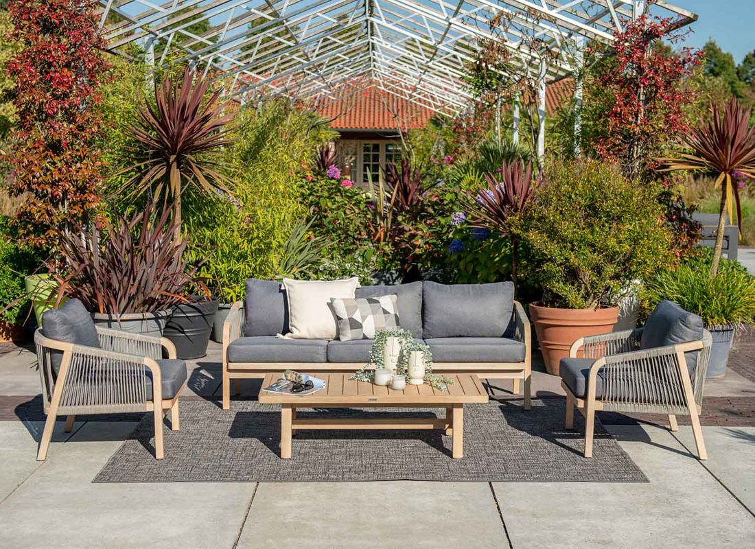 Loungesett Santos akasie og tau med puter - Garden Impressions - Image 3
