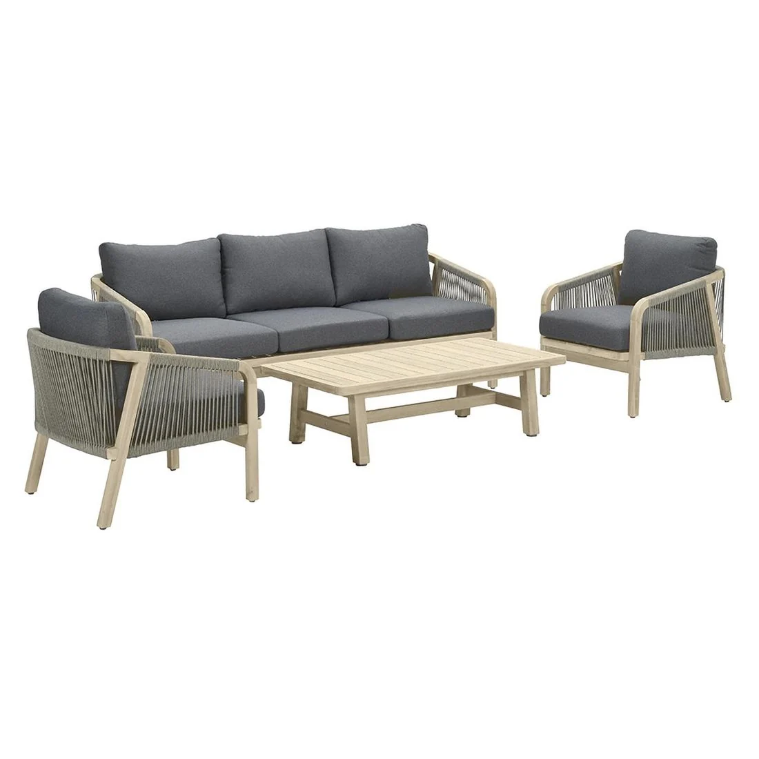 Loungesett Santos akasie og tau med puter - Garden Impressions - Image 4