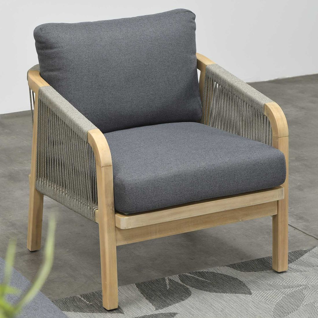 Loungesett Santos akasie og tau med puter - Garden Impressions - Image 5