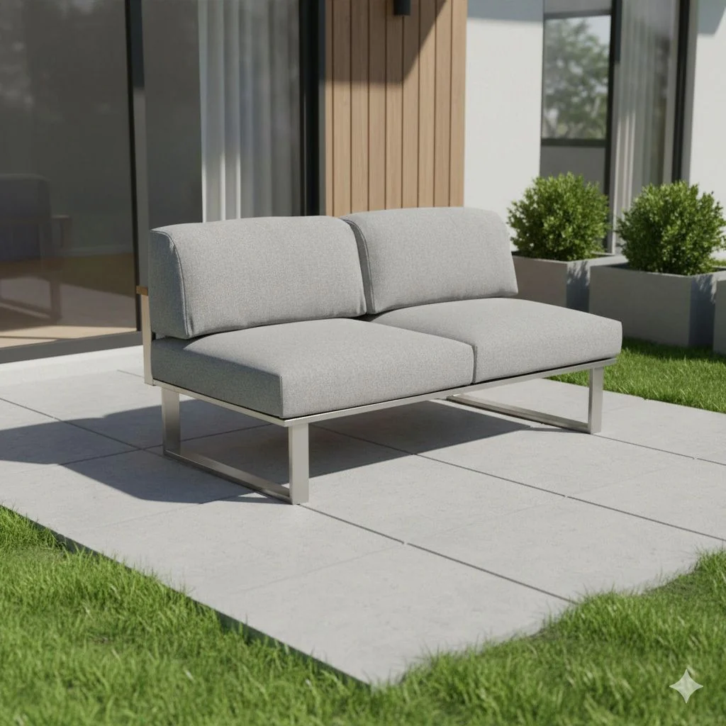 Loungesofa Belvedere rustfritt stål/olefin 156 cm - Zebra