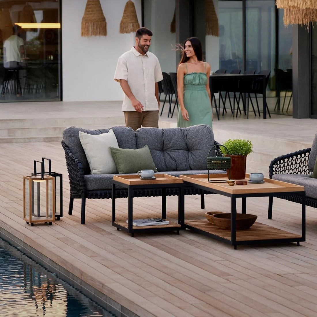 Loungesofa Ocean 155 cm aluminium/tau - Cane-line