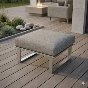 Loungetaburett Belvedere rustfritt stål/textilen 73,5 cm - Zebra