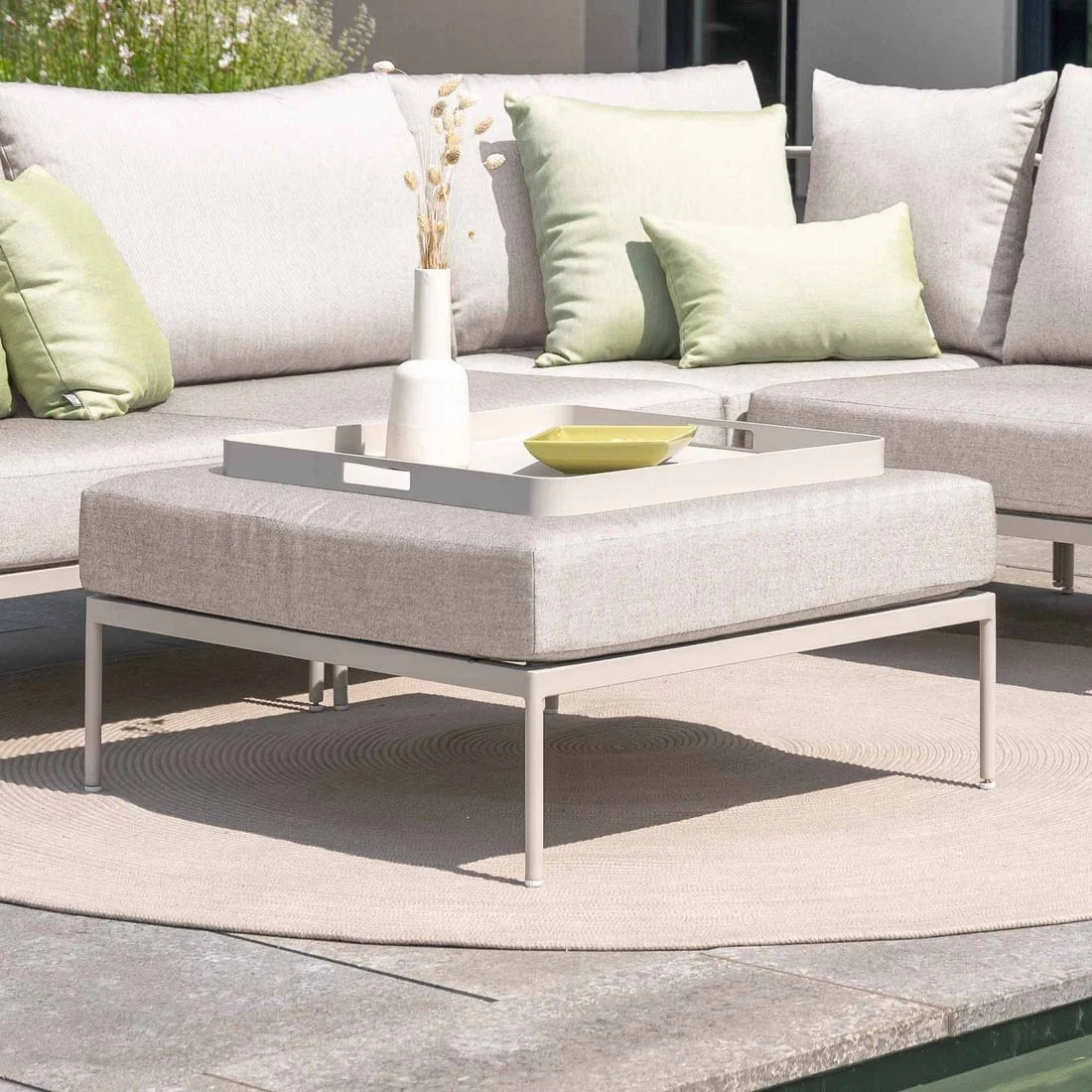 Loungetaburett Coco aluminium/utestoff 82x82 cm - Stern