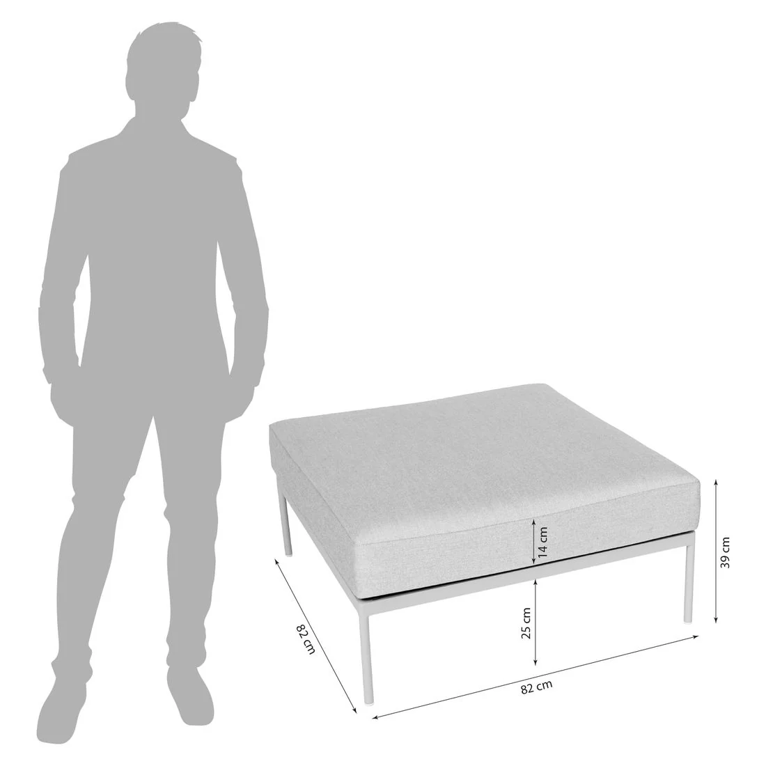 Loungetaburett Coco aluminium/utestoff 82x82 cm - Stern - Image 4