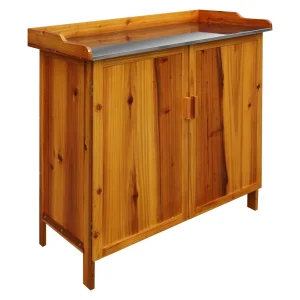 Plantebord med underskap gran/rustfritt stål 99x50 cm - OUTLIV.