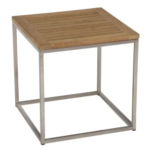 Sidebord ute Savona 45x45 cm rustfritt stål/teak - Stern