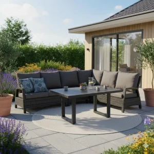 Spise-loungesett Taranto aluminium/polyrotting 140x85 cm - Siena Garden