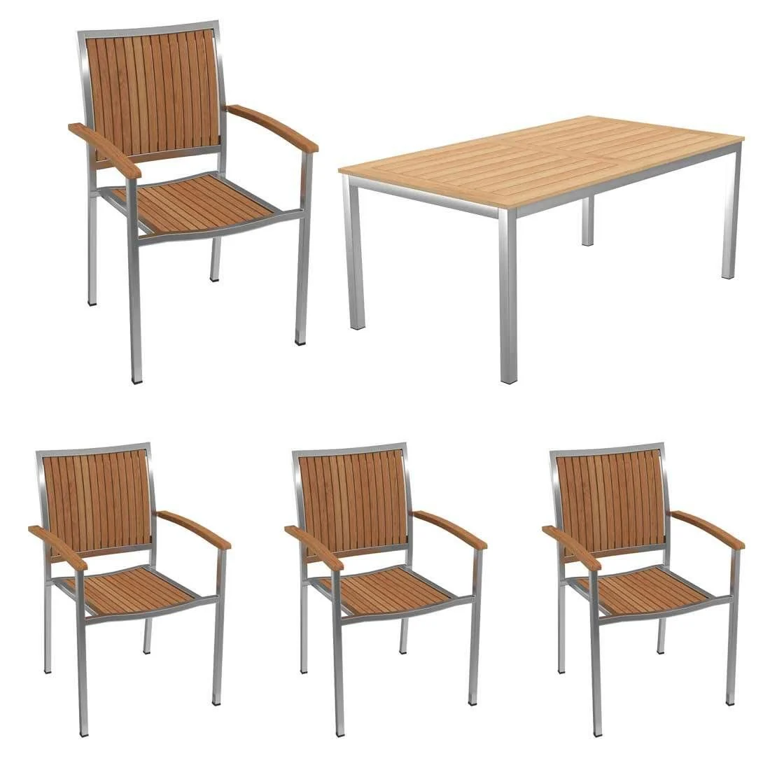 Spisesett ute Pasadena 4 plasser, teak/rustfritt stål 180/240 cm - OUTLIV. - Image 3