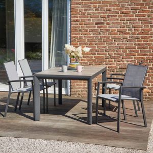 Spisesett ute aluminium keramikk 4 plasser - Siena Garden