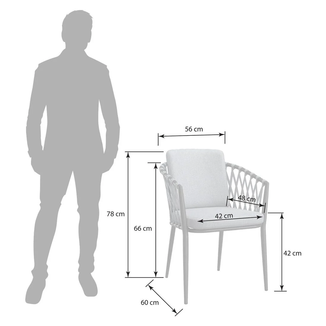 Stabelstol ute Cairns aluminium med puter 56x60 cm - OUTLIV. - Image 4
