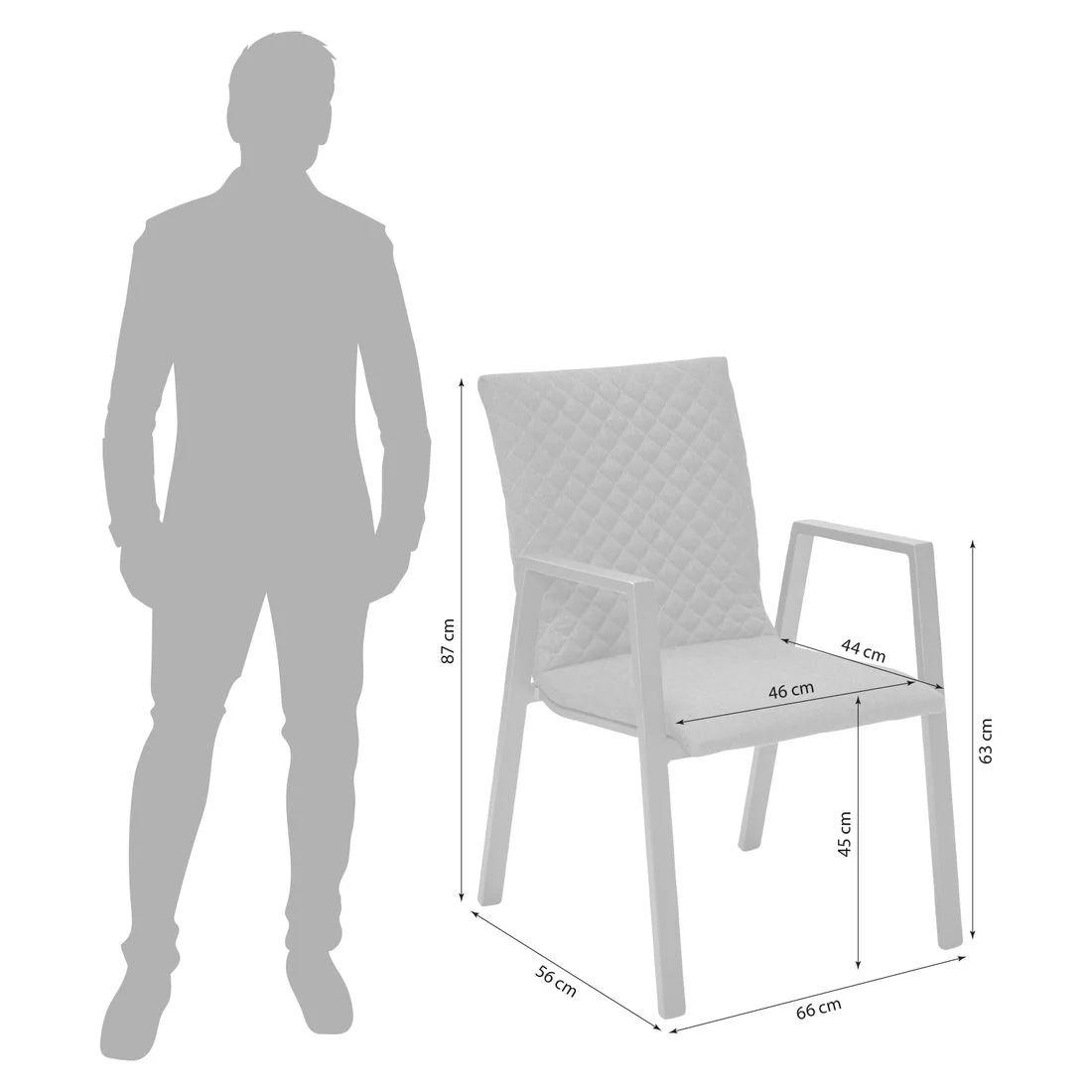 Stabelstol ute Galomo aluminium/Sunbrella 66x56 cm - LC Garden - Image 4