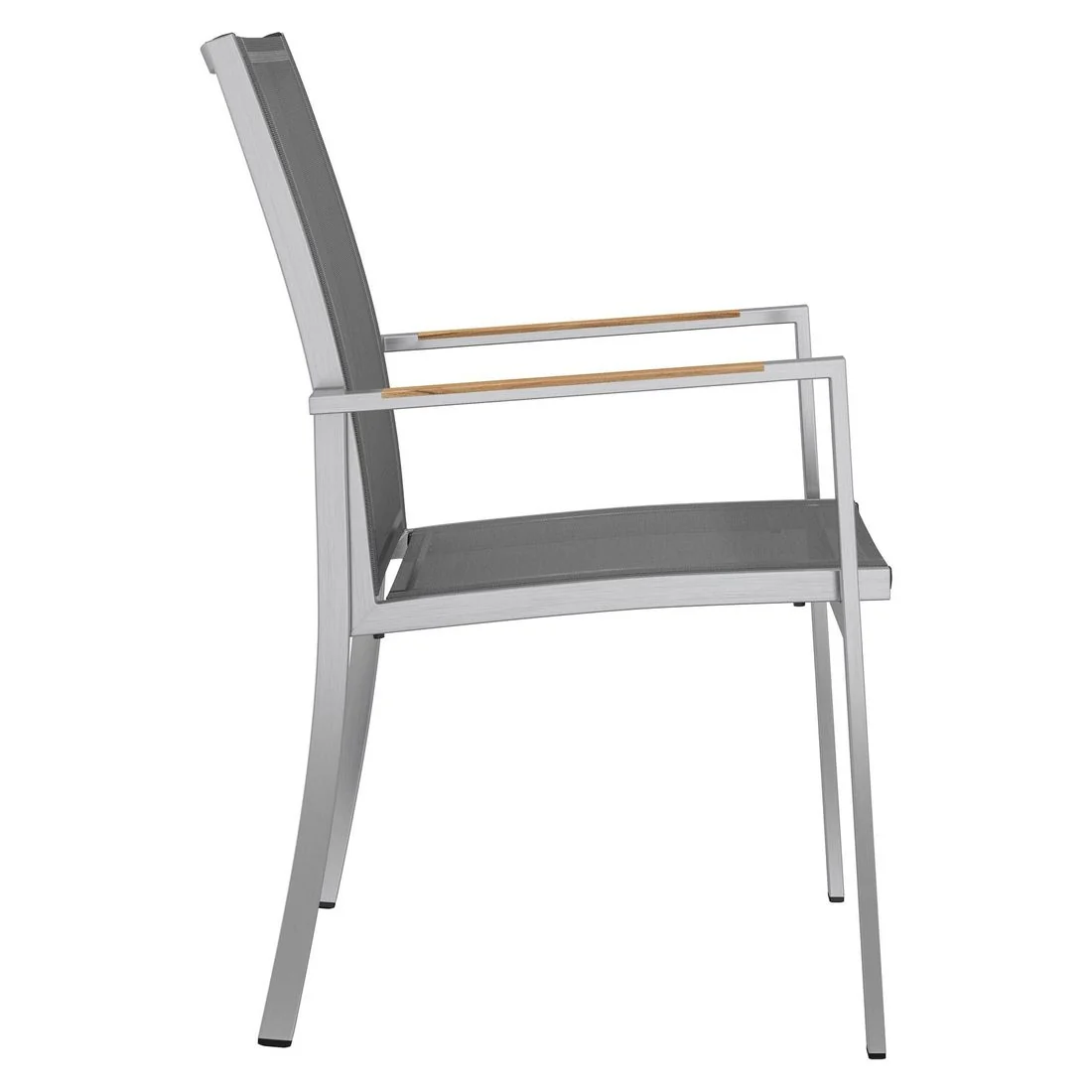 Stabelstol ute Oviedo rustfritt stål/textilen med teak 56x62 cm - OUTLIV. - Image 6